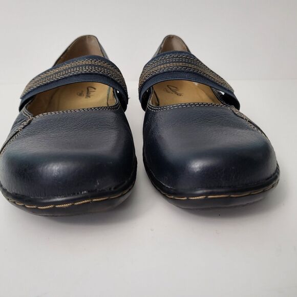 CLARKS Active Air Geraldine Womens 9 Mary Jane 81539 Navy Blue Leather Shoes - Picture 3 of 10